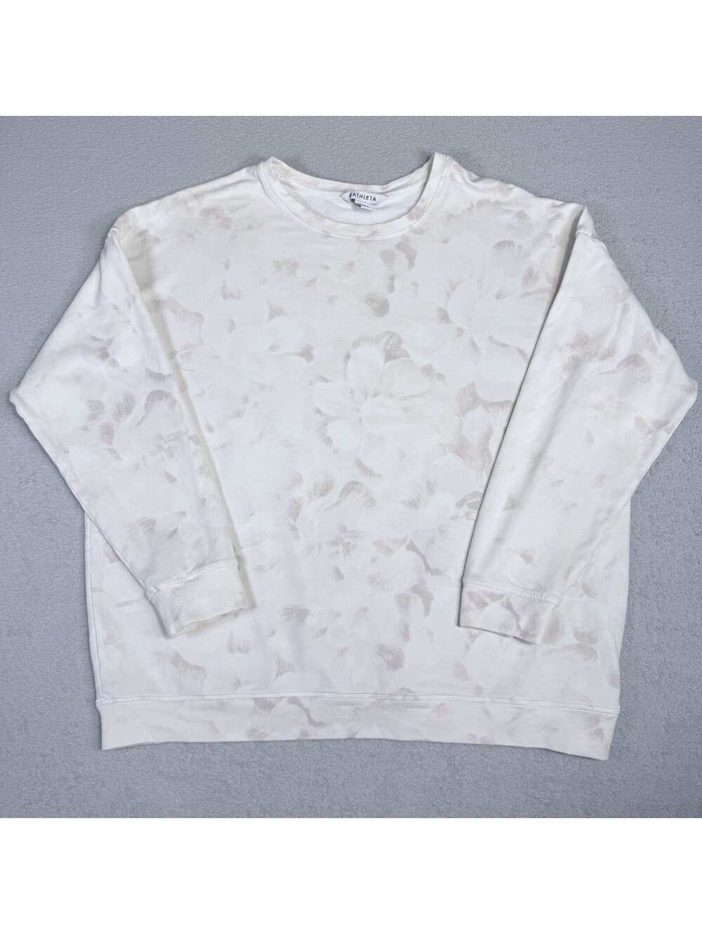 Athleta Sweatshirt Sz XL Beige Floral Balance Printed Pullover Activewear Lounge